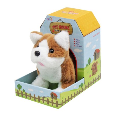 Детская мягкая интерактивная игрушка Собачка в будке CAN FA TOYS плюшевая подсветка звук коричневый 16 см 255193496