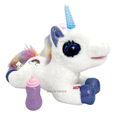 Мягкая интерактивная игрушка Пони Единорог Joy Toys питомец лошадка звук свет пьет голубой 32 см 225206349