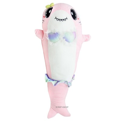 Детская мягкая игрушка подушка 2в1 Акула Can Fa Toys обнимашка плюшевая розовая 60 см 255208334