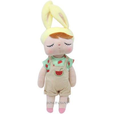 Детская мягкая кукла игрушка Зайка Арбузик LE SI JIA TOYS плюшевый бежевый 35 см 225219578