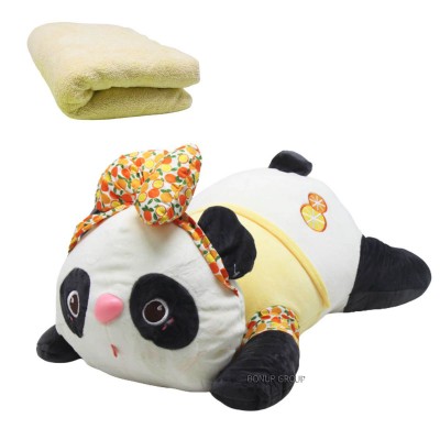 Детская мягкая игрушка подушка 2в1 Панда СAN FA TOYS обнимашка плюшевая плед 166х105 см желтый 50 см 255221544