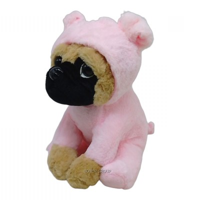 Детская мягкая игрушка Мопсик в костюме свинки CH TOYS плюшевая розовый 21 см NEW 225227448