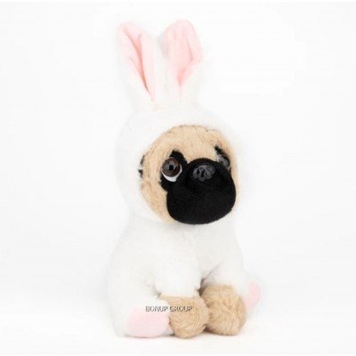 Детская мягкая игрушка Мопсик в костюме зайчика CH TOYS плюшевая белый 21 см NEW 225227451