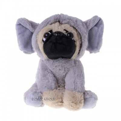 Детская мягкая игрушка Мопсик в костюме cлона CH TOYS плюшевая серый 21 см NEW 225227452