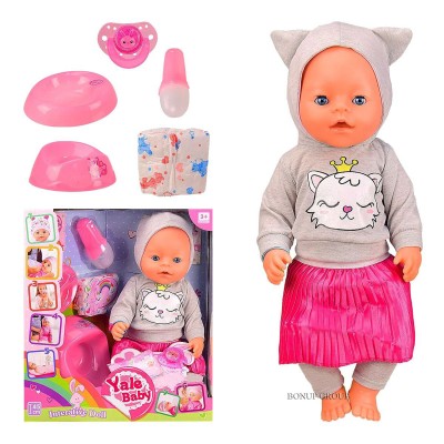 Детская кукла пупс новорожденный в платьице  и кофточке с ушками YALA BABY пьет ходит на горшок аксессуары 45 см 225153997