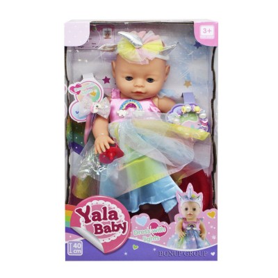 Детская кукла пупс новорожденный в разноцветном платьице Единорог YALA BABY пьет ходит на горшок аксессуары 40 см 225177418