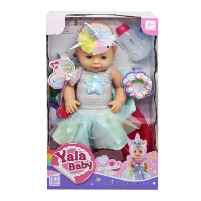 Детская кукла пупс новорожденный в голубом платьице Единорог YALA BABY пьет ходит на горшок аксессуары 40 см 225177420