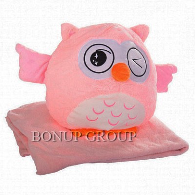 Детская мягкая игрушка подушка Сова An Da Toys трансформер с пледом 3в1 розовый NEW 225181570