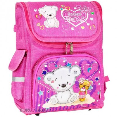Детский школьный рюкзак Медвежата JIN JIA TAI ранец Bags Bear ортопедическая спинка светоотражающие элементы каркасный розовый 31 см 225186705
