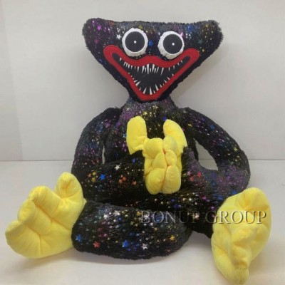 Мягкая игрушка монстрик  Huggy Wuggy Poppy Playtime  блестящий Хаги Ваги с липучками на руках черный 44 см NEW 225190005