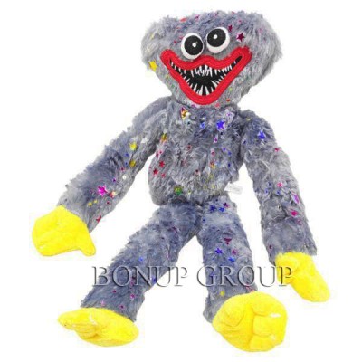 Мягкая игрушка монстрик  Huggy Wuggy Poppy Playtime  блестящий Хаги Ваги с липучками на руках серый  44 см NEW 225190006