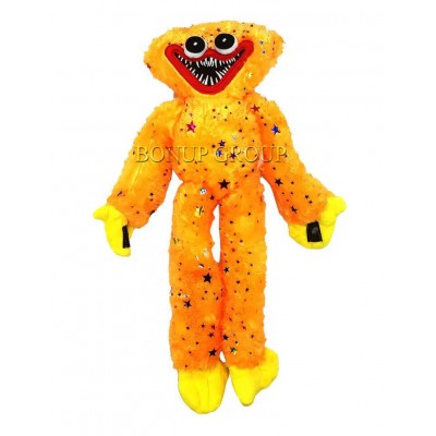 Мягкая игрушка монстрик  Huggy Wuggy Poppy Playtime  блестящий Хаги Ваги с липучками на руках оранжевый 44 см NEW 225190007