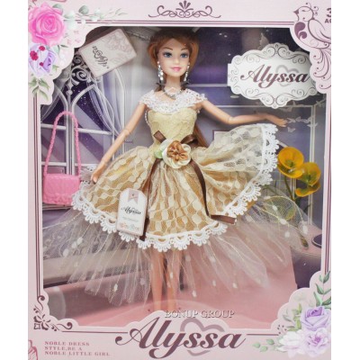 Кукла  ALYSSA в бежевом платье M.Toys шарнирная с подвижными руками ногами аксессуары 28 см  NEW  225199349
