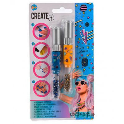  Детский набор ручек для дизайна ногтей CREATE IT! лак для ногтей 3в1 фиолетовый, желтый NEW 225151730