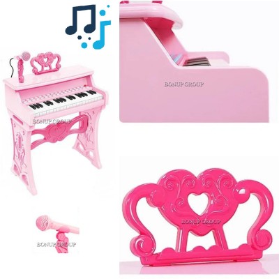 Детское пианино с микрофоном на ножках Electric Piano 37 клавиш розовый 225153271n