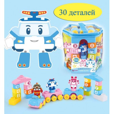 Детский конструктор Робокар Поли Машинки-спасатели Tomibloks Robocar Poli 30 деталей, фигурки Робокар Поли, Робовэн Эмбер и Роботрак Рой 225166970