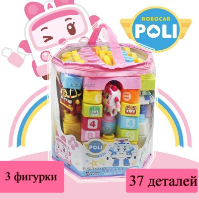 Детский конструктор Робокар Поли Машинки-спасатели Tomibloks Robocar Poli 37 деталей, фигурки Робокар Поли, Робовэн Эмбер и Роботрак Рой 225166971
