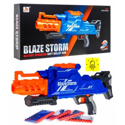 Детский автомат Бластер с мягкими поролоновыми пулями Blaze Storm 40 патрон свет 225169991
