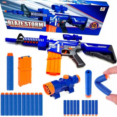 Детская штурмовая винтовка M16 Бластер с мягкими поролоновыми пулями Blaze Storm 20 мягких патрон прицел магазин 225176424