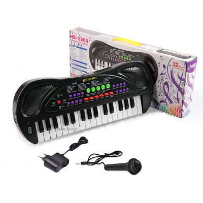 Детское пианино синтезатор с микрофоном Electric Piano блок питания 32 клавиши черный 22558121n