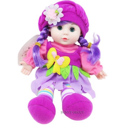 Мягкая игрушка кукла LOVELY DOLL ChenRui Toys плюшевая поет на английском языке фиолетовый 30 см 255214160