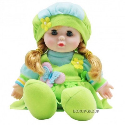 Мягкая игрушка кукла LOVELY DOLL ChenRui Toys плюшевая поет на английском языке салатовый 30 см 255214161