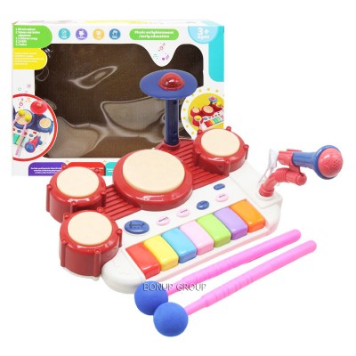 Детское музыкальное пианино с барабаном и микрофоном Jazz Drum CAN FA TOYS многофункциональное красный 30 cм 255222291