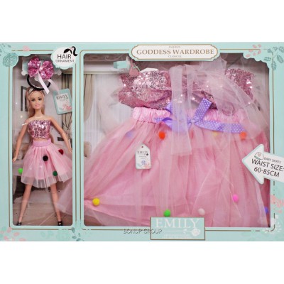 Детская куколка EMILY с нарядом для маленькой принцессы Can Fa Toys шарнирная аксессуары 28 см розовый 225223560