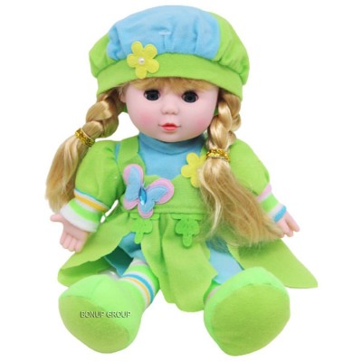 Мягкая игрушка кукла LOVELY DOLL ChenRui Toys плюшевая звук зеленый 30 см 255224451