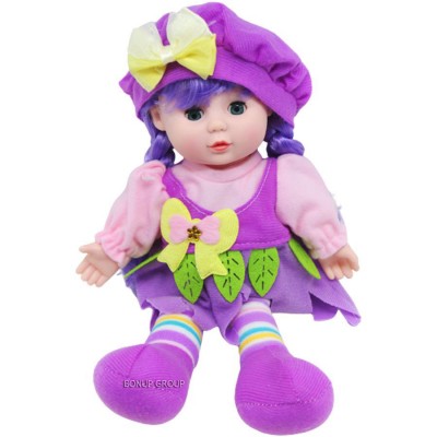 Мягкая игрушка кукла LOVELY DOLL ChenRui Toys плюшевая звук сиреневый 30 см 255224452