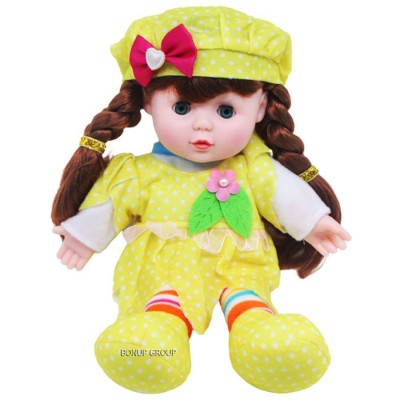 Мягкая игрушка кукла LOVELY DOLL ChenRui Toys плюшевая звук желтый 30 см 255224455
