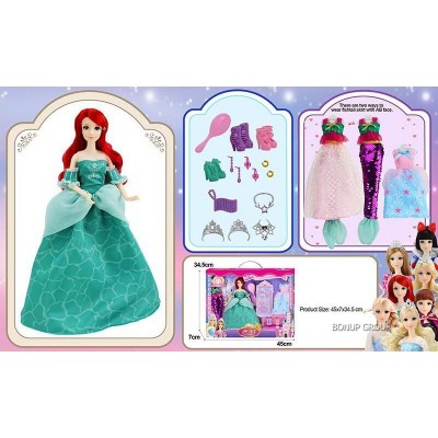 Детский кукольный набор принцесса АРИЕЛЬ с нарядами Can Fa Toys шарнирная аксессуары 28 см бирюзовый 225229228