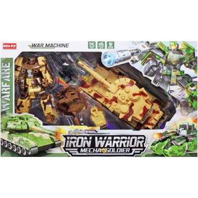 Детский военный набор 2в1 Танк трансформер IRON WARRIOR IDEA FLY бежевый 46 см 225229333