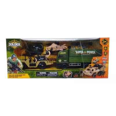 Детский военный игровой набор Soldier Combat CAN FA TOYS солдатики транспорт оружие аксессуары разноцветный 57 см 225229480