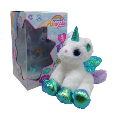 Детская мягкая интерактивная игрушка Крошка Единорог LIMO TOYS плюшевая подсветка звук украинский язык бирюзовый 22 см 255229482