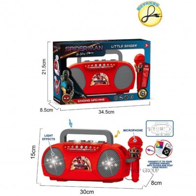 Детская музыкальная игрушка Магнитофон Человек Паук Can Fa Toys  микрофон свет звук красный 30 см 255230074