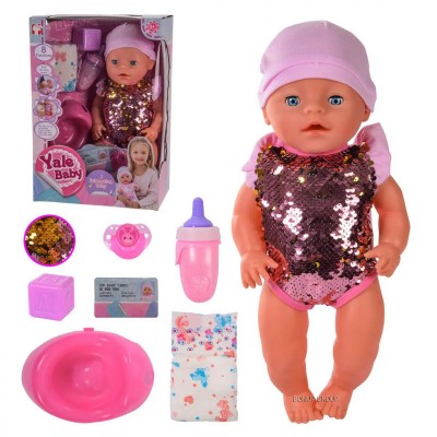 Детская кукла Пупс Yale Baby Can Fa Toys смеется пьет писает аксессуары 35 см розовый 225230312