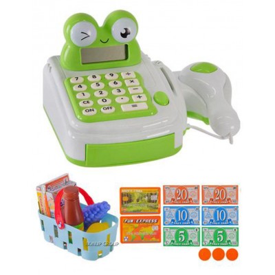 Детский кассовый аппарат с продуктами Жабка CH TOYS развивающая интерактивная игрушка калькулятор зеленый 225230558
