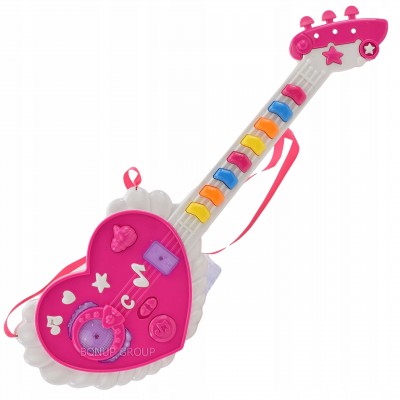 Детская музыкальная гитара My Toys Guitar NAFENG звук свет розовый 50 см 225231192