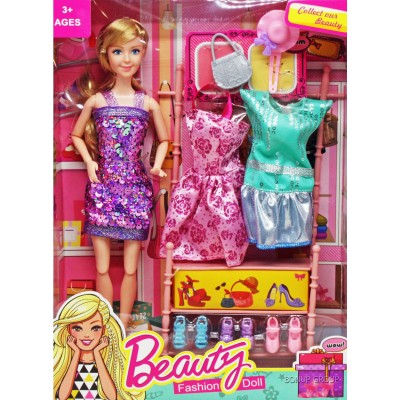 Детский кукольный набор Fashion Doll Can Fa Toys  кукла 2 платья 3 пары туфель аксессуары фиолетовый 28 см 225231526
