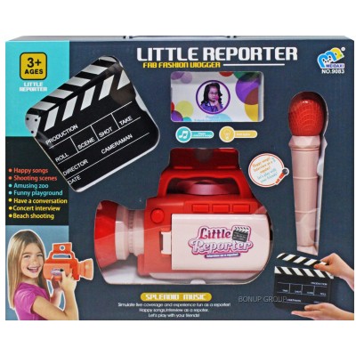 Детская игровой набор Юный репортер Саn Fa Toys камера микрофон карточка интерактивная развивающая звук cвет розовый 17 см 225232488