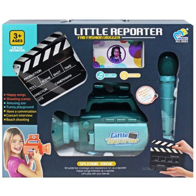 Детская игровой набор Юный репортер Саn Fa Toys камера микрофон карточка интерактивная развивающая звук cвет бирюзовый 17 см 225232489