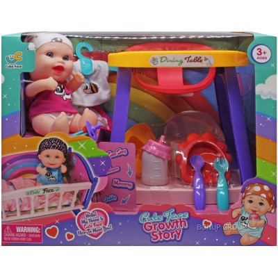 Детский игровой набор Пупсик и стульчик Can Fa Toys говорит плачет кашляет чихает аксессуары 20 см разноцветный 225232501