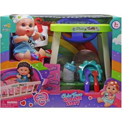Детский игровой набор Пупсик и стульчик Can Fa Toys говорит плачет кашляет чихает аксессуары 20 см разноцветный 225232502