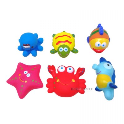 Детский игровой набор для купания Морские жители BIBI TOYS 6 игрушек резиновые разноцветные 8 см 225233656