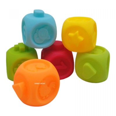 Детский набор игрушек для ванны Тактильные кубики BIBI TOYS 6 игрушек разноцветные 11 см 225233660