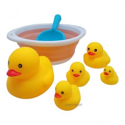Детский набор игрушек для купания Утята BIBI TOYS 5 утят ковшик ванна разноцветный 22 см 225233663