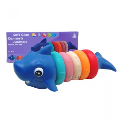 Детская резиновая игрушка на логику Пирамидка Акула CAN FA TOYS 7 элементов разноцветный 20 см 225233710