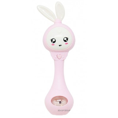 Детская игрушка погремушка грызун Зайчик CH Toys музыкальная световые эффекты розовая 21 см 225234358