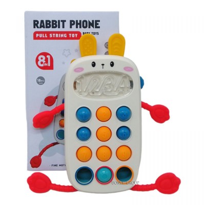 Детская подвеска погремушка Телефон Зайчик Can Fa Toys разноцветная 17 см 255235491